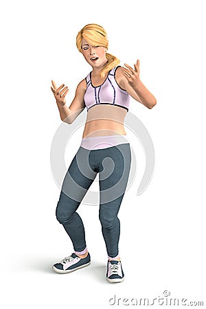 Sexy blonde woman with pointing gesture Cartoon Illustration