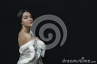 Sexy brunette. Side view. Stock Photo