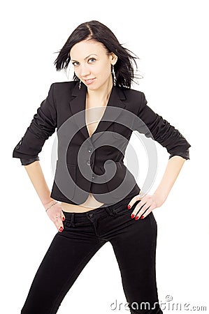 Sexy Business Woman In A Black Suit Royalty Free Stock Photos - Image ...