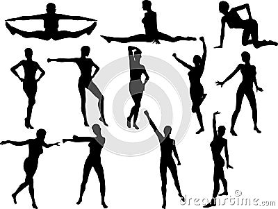 Cheerleader Silouettes Vector Illustration