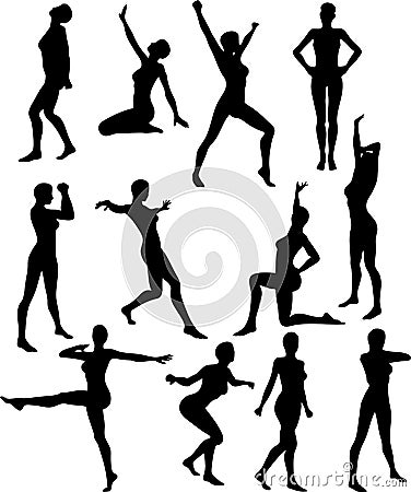 Cheerleader Silouettes Vector Illustration