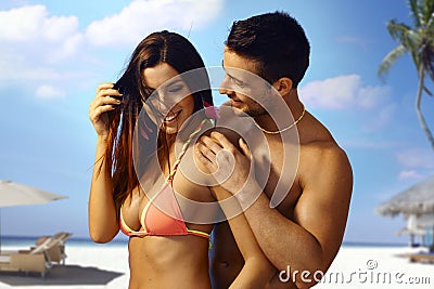 couple on the beach Stock Photo