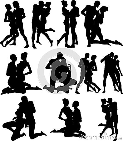 Couple Silouettes - Vector Vector Illustration