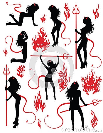 devil women. Vector Illustration