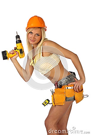female construction worker Stock Photo
