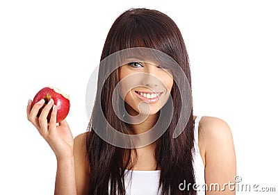 girl with apple Stock Photo