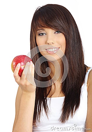 girl with apple Stock Photo