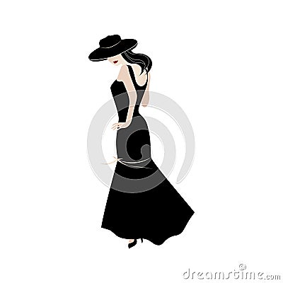 Sexy girl with halloween fation, Lady in black Cartoon Illustration