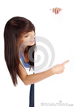 girl holding empty white board Stock Photo