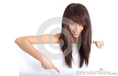 girl holding empty white board Stock Photo