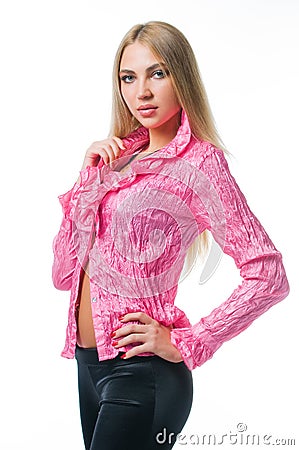 girl in pink blouse Stock Photo