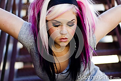 Girl Punk Fashion Model Stock Photo