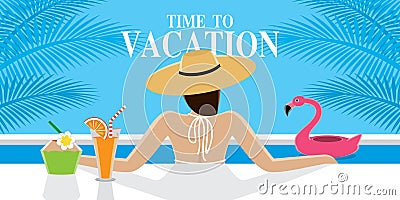 Sexy girl on summer vacation Vector Illustration