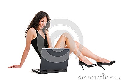 girl working with laptop Stock Photo