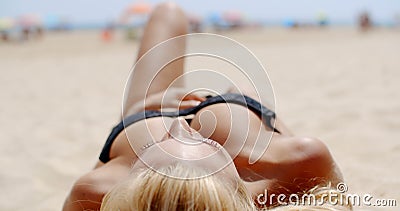 Gril on the Beach stock video. Video of sunbath - 57923885