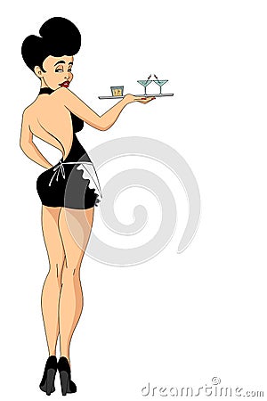 illustration waitress Cartoon Illustration