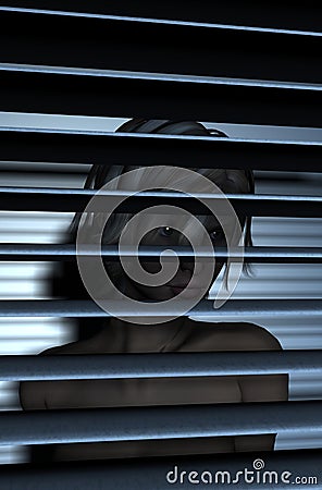 Lady Behind Blinds Royalty-Free Stock Photography | CartoonDealer.com