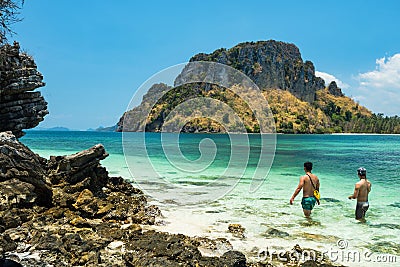 Sexy LGBT gay couple at Thale Waek island, Krabi Editorial Stock Photo