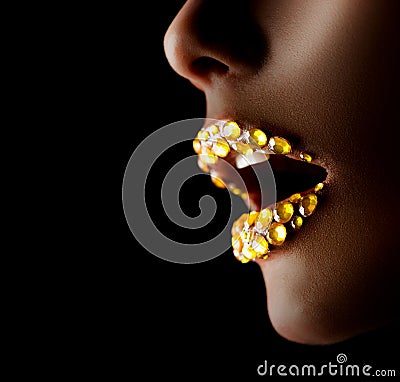 Lips with Gems Stock Photo