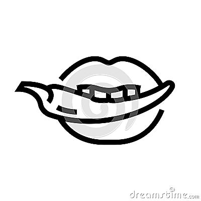 Sexy lips with hot chili pepper in open mouth Vector Illustration