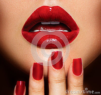 Lips and Nails closeup Stock Photo