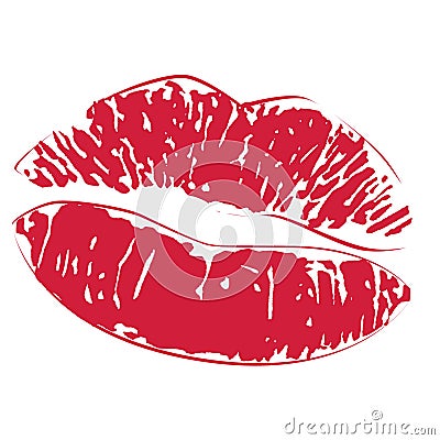 lipstick kiss print icon Vector Illustration