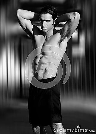 male fitness model Stock Photo