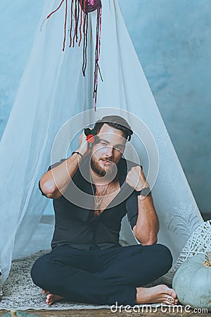 man with a rose Stock Photo