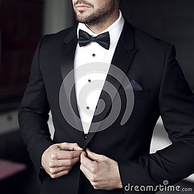 man in tuxedo and bow tie Stock Photo