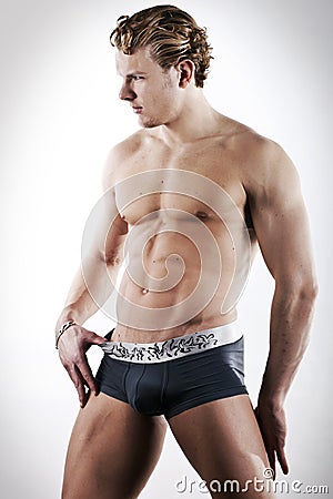 men in underwear Stock Photo