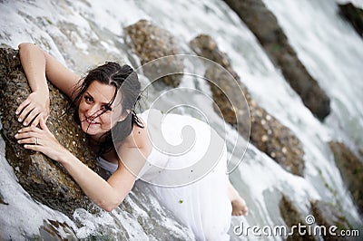 mermaid (happy bride portrait) Stock Photo