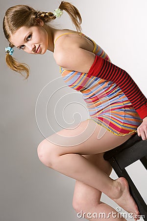 model with pigtails Stock Photo