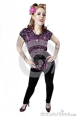 Model in Pink Leopard Print Stock Photo