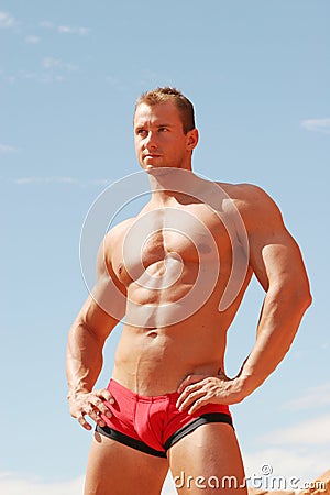 muscular body builder Stock Photo