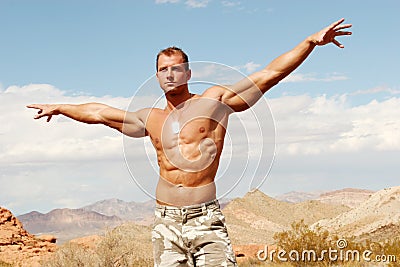 muscular body builder Stock Photo