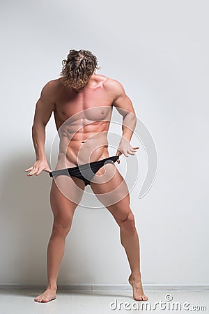 muscular male model in underwear Stock Photo