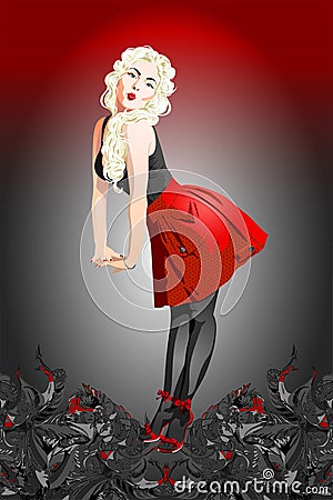 An attractive pin-up girl with blond hair Stock Photo