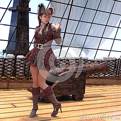 Pirate on Ship Stock Photo