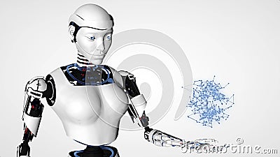 Sexy robot android woman. Cyborg future technology, artificial intelligence, computer technology, humanoid science. 3D rendering Stock Photo