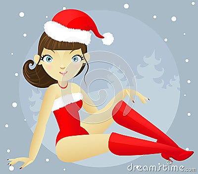 santa girl Vector Illustration