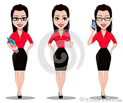 Secretary in office style clothes Vector Illustration