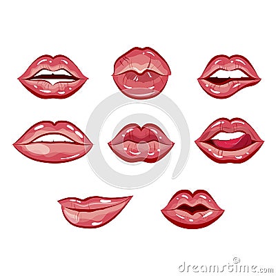 Sexy and seductive female lips. Vector lipstick mouth Vector Illustration