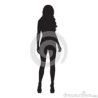 slim woman standing in high heels shoes Vector Illustration