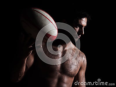 topless rugby man portrait Stock Photo