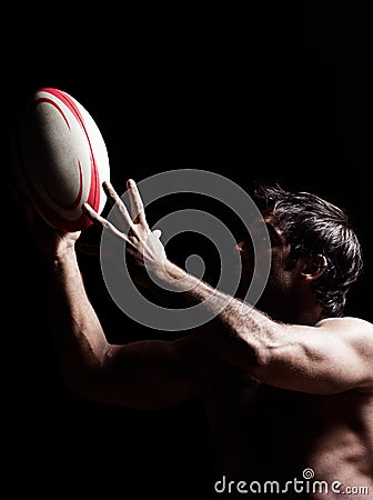 topless rugby man portrait Stock Photo