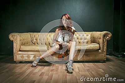 Violinist Woman Stock Photo