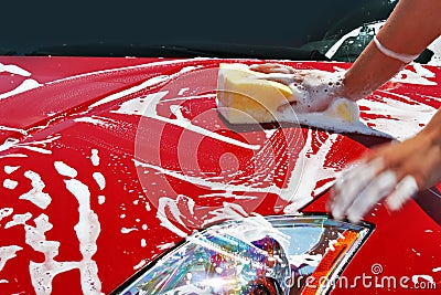 woman Carwash Stock Photo