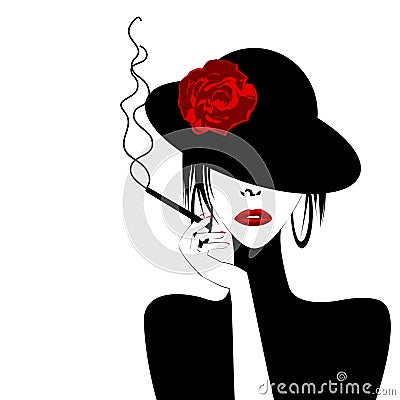 woman with a cigar Vector Illustration