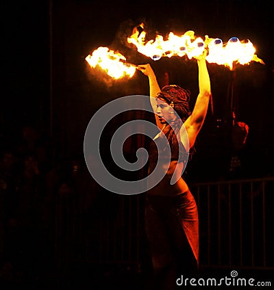 woman doing fireshow Editorial Stock Photo