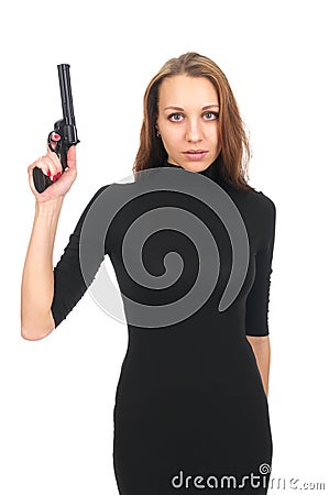 woman with a gun Stock Photo